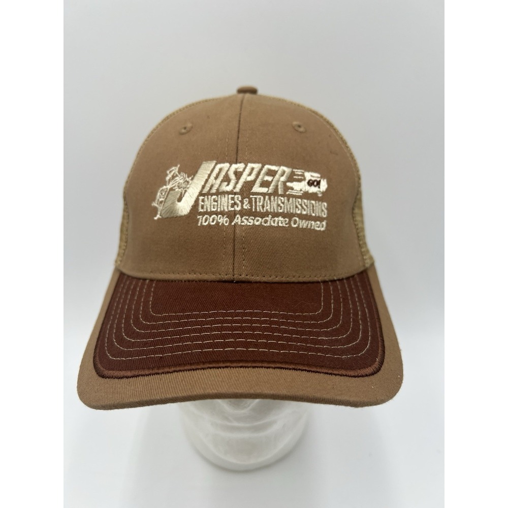 Jasper Engines & Transmissions Brown Tan Mesh Trucker Hat Strap Back Cap